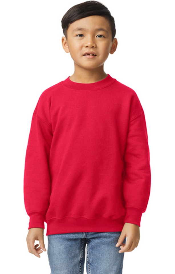 Custom Designed - Crew Sweatshirt (Red) Youth, Gildan, Heavy Blend 50/50 Fleece