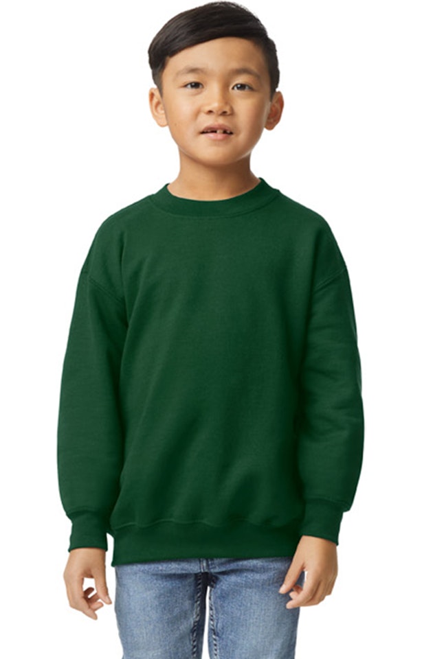 Custom Designed - Crew Sweatshirt (Forest Green) Youth, Gildan, Heavy Blend 50/50 Fleece