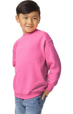 Custom Designed - Crew Sweatshirt (Safety Pink) Youth, Gildan, Heavy Blend 50/50 Fleece