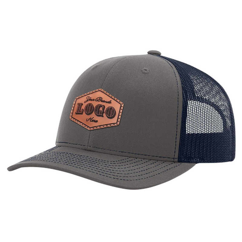 Custom Hat with Laser Engraved Patch - Charcoal/Navy