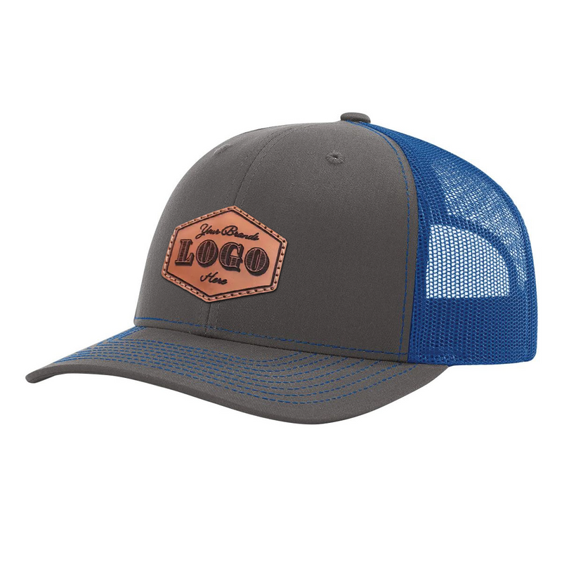 Custom Hat with Laser Engraved Patch - Charcoal/Royal