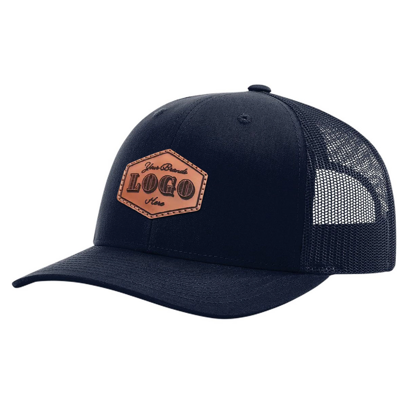 Custom Hat with Laser Engraved Patch - Navy