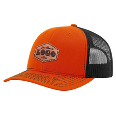 Custom Hat with Laser Engraved Patch - Orange/Black