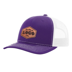 Custom Hat with Laser Engraved Patch - Purple/White