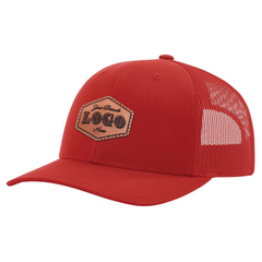 Custom Hat with Laser Engraved Patch - Red