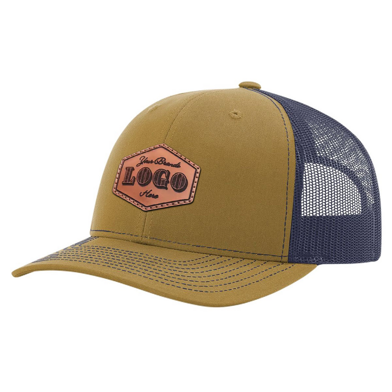 Custom Hat with Laser Engraved Patch - Biscuit/TrueBlue