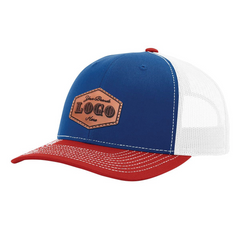 Custom Hat with Laser Engraved Patch - Royal/White/Red