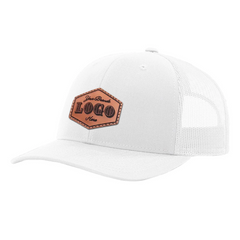 Custom Hat with Laser Engraved Patch - White