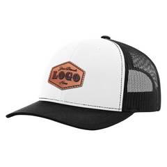 Custom Hat with Laser Engraved Patch - White/Black