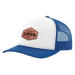 Custom Hat with Laser Engraved Patch - White/Royal