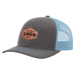 Custom Hat with Laser Engraved Patch - Charcoal/C. Blue