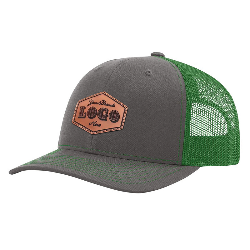 Custom Hat with Laser Engraved Patch - Charcoal/Kelly