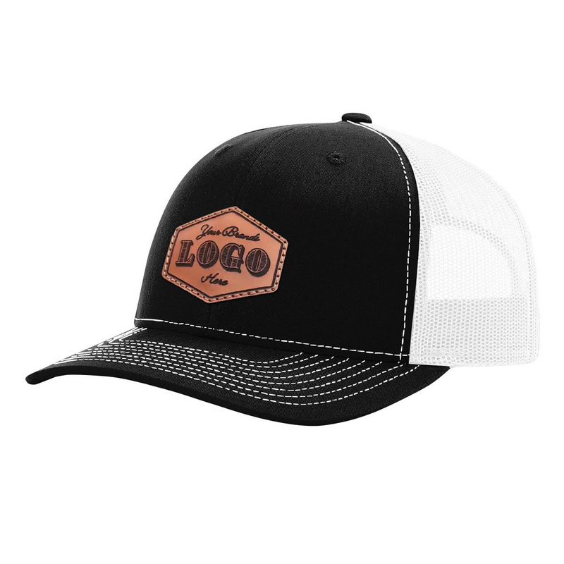 Custom Hat with Laser Engraved Patch - Black/White