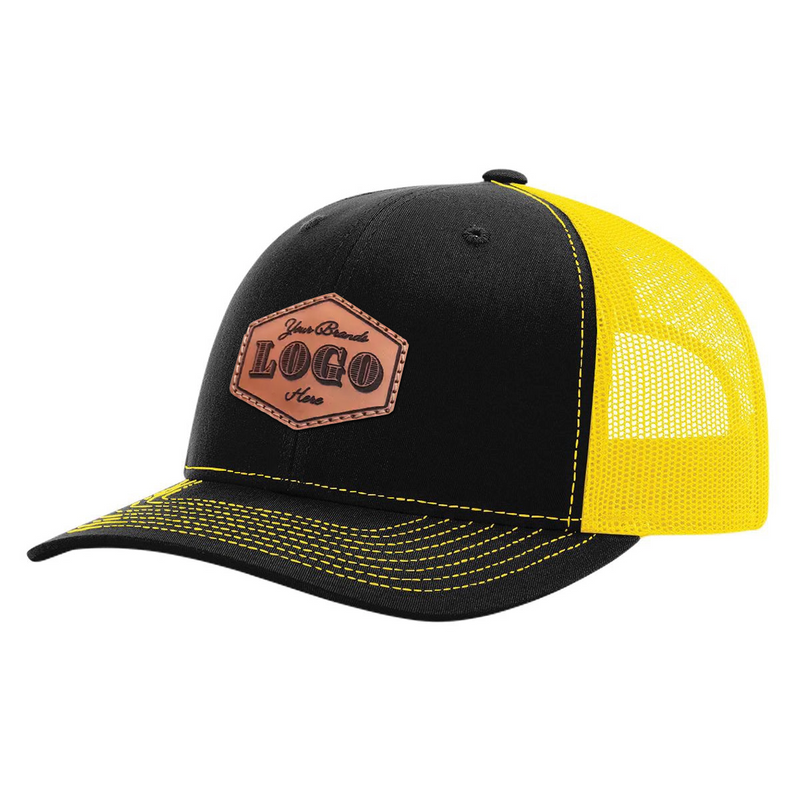 Custom Hat with Laser Engraved Patch - Black/Gold