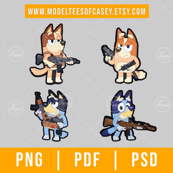 Custom Bluey Tactical Character PNG, PDF & PSD Files | Bluey Inspired ...