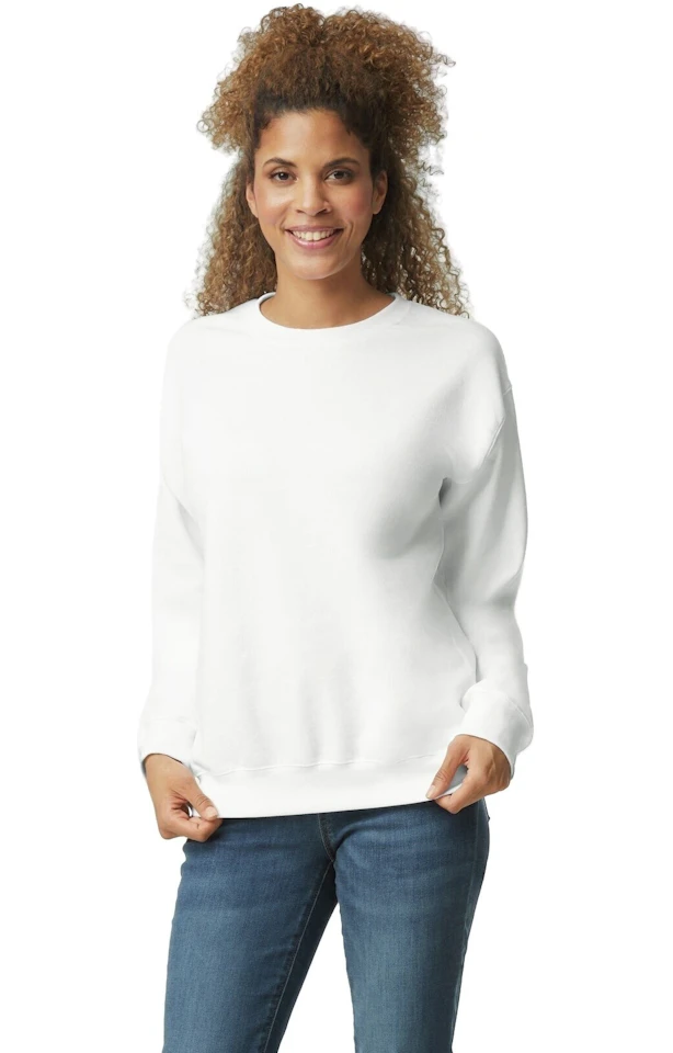 Custom Designed - Crew Sweatshirt (White) Adult, Gildan, Heavy Blend 50/50 Fleece