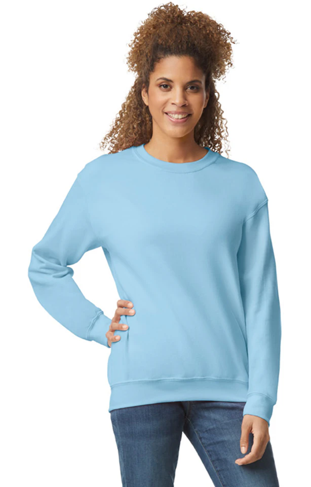 Custom Designed - Crew Sweatshirt (Light Blue) Adult, Gildan, Heavy Blend 50/50 Fleece