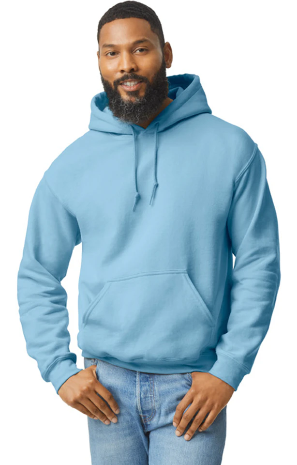 Custom Designed - Hoodie Sweatshirt (Light Blue) Adult, Gildan, Heavy Blend 50/50 Fleece