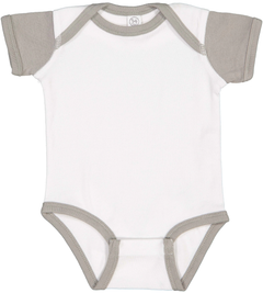 Custom Designed - Onesie Bodysuit (White/Titanium) Infant, Rabbit Skins, Ribbed Cotton