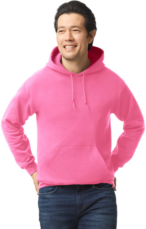 Custom Designed - Hoodie Sweatshirt (Safety Pink) Adult, Gildan, Heavy Blend 50/50 Fleece