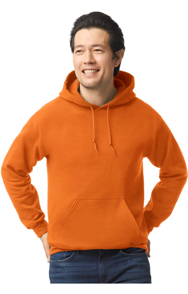 Custom Designed - Hoodie Sweatshirt (High Viz Safety Orange) Adult, Gildan, Heavy Blend 50/50 Fleece