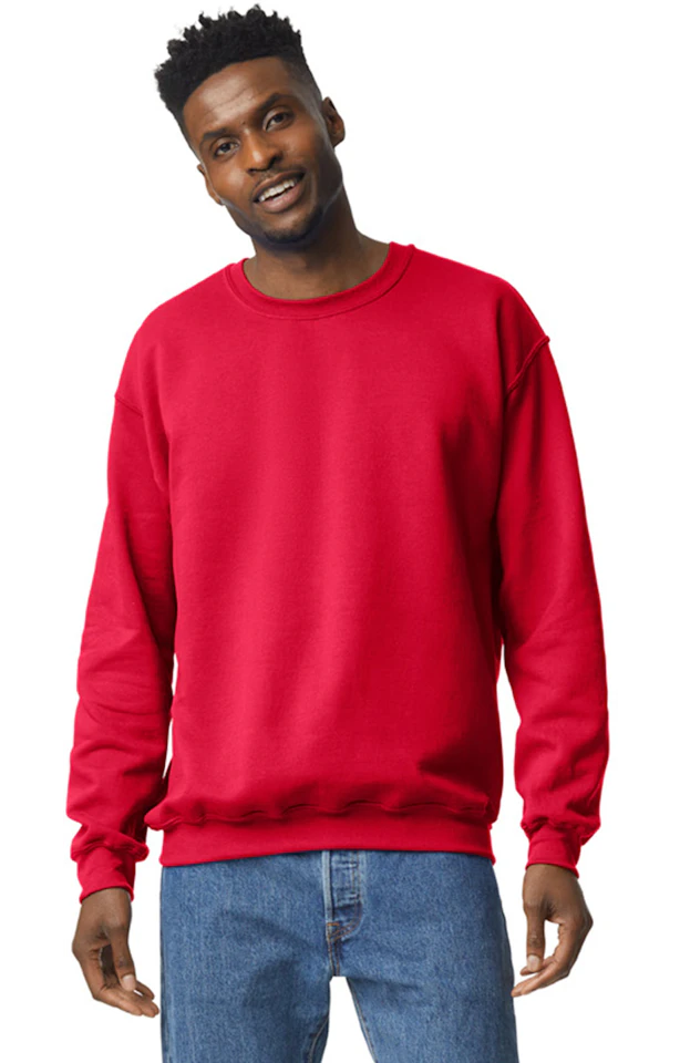 Custom Designed - Crew Sweatshirt (Red) Adult, Gildan, Heavy Blend 50/50 Fleece