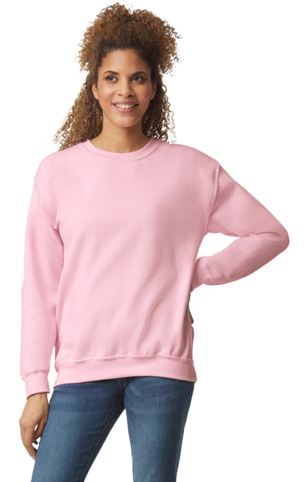 Custom Designed - Crew Sweatshirt (Light Pink) Adult, Gildan, Heavy Blend 50/50 Fleece