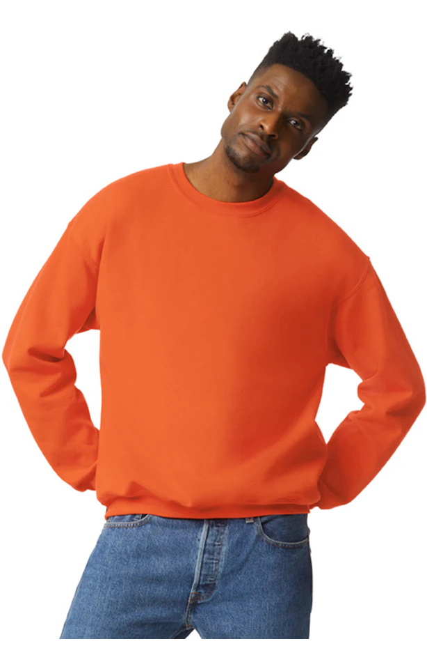 Custom Designed - Crew Sweatshirt (Orange) Adult, Gildan, Heavy Blend 50/50 Fleece