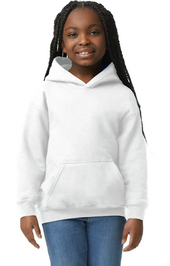 Custom Designed - Hoodie Sweatshirt (White) Youth, Gildan, Heavy Blend 50/50 Fleece