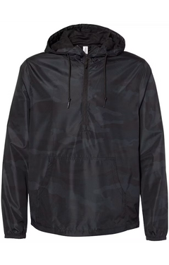 Pullover - Custom, Lightweight Windbreaker, Black Camo