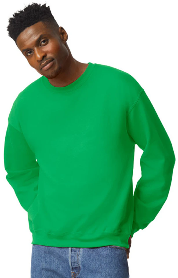 Custom Designed - Crew Sweatshirt (Irish Green) Adult, Gildan, Heavy Blend 50/50 Fleece