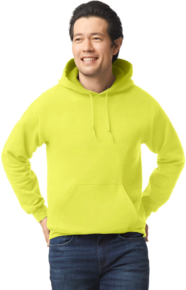 Custom Designed - Hoodie Sweatshirt (High Viz Safety Green) Adult, Gildan, Heavy Blend 50/50 Fleece